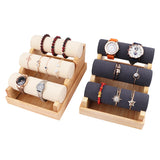 Wood 3 Tier Bracelet Watch Stand Holder Jewelry Showcase Display Storage Necklace Bangle Organizer White