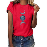 European And American Moon Print Crew Neck Casual T-shirt