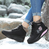 Outdoor Winter Plush Shake Women's Slope Heel Snow Boots Anti slip Warm Thick soled Cotton Shoes Women
