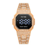 PINTIME Men Diamond Watch Top Brand Luxury Shing Iced Out Watches For Men Fashion Stainless Steel Band Men's Wristwatch