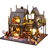 1pc DIY Hut Creative Assembly Magic Book House, Retro DIY Hut, Handmade 3D Three-dimensional Assembled Architectural Model Toy Gift, Miniature Doll House With Furniture, DIY Wooden Doll House Kit, Halloween Decor