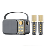 Portable RGB LED Light Karaoke With 1-2 Wireless Microphones 7 types Voice Effects Bluetooth Speaker System HIFI Stereo Surround