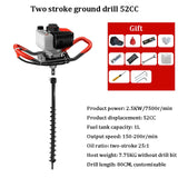52/71CC 2-Stroke Post Digger Earth Auger - Gasoline Powered Hole Digging Machine for Agriculture