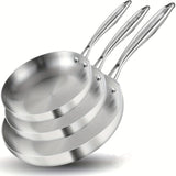 1pc, Stainlee Steel Frying Pan (20.32cm To 30.48cm), 3 Layers Food Grade Skillet, Multi-functional Egg Fry Pan, Omelet Pan, For Gas Stove Top And Induction Cooker, Kitchen Utensils, Kitchen Gadgets, Kitchen Accessories, Home Kitchen Items