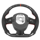 Steering Wheel Perforated Leather Red Stitching Fit for Audi A4 S4 A5 S5 RS5 B8 A6 S6 C6 A8 S8 D3 Carbon Fiber