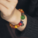 Retro Ethnic Style Smoked Beef Bone Bracelet