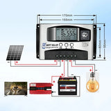 10A/30A/40A/50A/60A 12V-60V Step-down MPPT Solar Controller LCD Dual USB Bluetooth APP 18V-150V Wide Voltage Charge Regulator