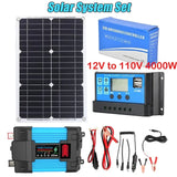 12V to 110/220V Panel System 18V 18W Solar Panel+30A Controller+4000W Modified Sine Wave Inverter Power Generation Kit