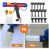 Adjustable Pneumatic Glass Air Rubber 310ml Hard Glue Sealant Applicator Caulking Gun Tool with Plastic Cones