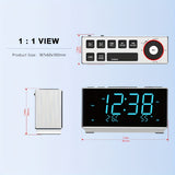 1pc Alarm Clock With FM Radio, USB Charging, 4.57cm Ice Blue LED Display, Night Light, Dual Alarm, Snooze, Dimmer Control, Bedside Office Electronic Clock ITOMA CKS508W