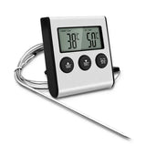Kitchen Digital Thermometer BBQ Oven Meat Grill Timer Function Heat Meter Home Baking Household Cooking Temp Gauge Probe