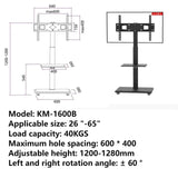 40KGS LCD Vertical TV Brackets Mobile Stand or Trolley For 26"-65" Teion