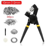 Handheld Grommet Hole Punch Tool Pliers - 5.5/8/10/12mm with Eyelets Kit for Poster, Leather, Fabrics, Tarp, Canvas, Tents, Awning