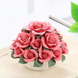 1pc Artificial Flower, Ceramic Flower Ball, Ceramic Handmade Rose Basket, Handmade Exquisite Gift Ceramic Flower Decorative Ornaments, Ceramic Collectibles, Winter Christmas Gifts
