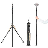 87.4" Tripod Video Stand Carbon Fiber 5section 3kg Payload Center Column 1/4"&3/8"for LED Light /Flash Light/Softbox