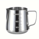1pc Coffee Pitcher Cup Stainless Steel Pull Flower Tank Milk Bubble Cup With Scale Pull Flower Cup Cappuccino Flower Cup