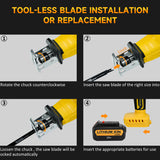Cordless Reciprocating For 20V Battery 3000SPM Variable Speed Saber Saw Wood Metal PVC Pipe Cutting (No Battery)