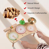 Set 7-in-1 Desktop Portable Detachable Drum Kits Percussion Instrument Natural Wood Smooth Burrless for Birthday Gift