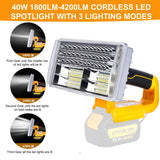 40W 4200LM LED Work Light Spotlight Rechargeable Outdoor Camping Lamp Flashlight for 14.4V-20V Li-ion Battery