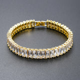 Brass Micropaved Square Zircon Row Bracelet