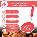 2 Pieces Silicone Turners,Flexible Pancake Turner,Wide Round Kitchen Flipper Spatula,For Eggs Pancakes Burgers Steaks