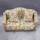 Mini Sofa, 1/12 Miniature Floral Sofas 3-Piece Sofa Set With 4 Pillows Dollhouse Furniture For Home Bedroom