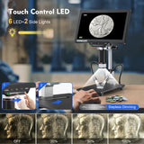 DM202 10.1 Inch HD LCD Digital 10" Enhanced Stand Included 16MP Coin Microscope with Screen for Adults