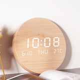 ound Hanging LED Digital Wall Clock for Living Room & Bedroom - Multi-function Display with Temperature, Date, Time, and Alarm