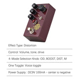 MOSKYAudio Effect Pedal 4 Mode Switch & Volume/Tone/Drive Controls Compact Digital Overdrive Guitar Effector
