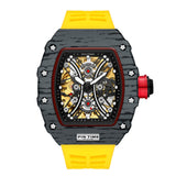 PINTIME Mechanical Man Watches Classic RM Luxury Design Automatic Visable Wristwatch 12 Color Causal Men Watch Rubber Strap Belt