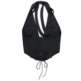 Halterneck With Suspenders Lace-up All-match Top Vest For Women