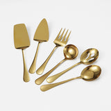 6pcs Stainless Steel Kitchen Utensils Set, Golden Serving Spoon Slotted Spoon Slotted Spatula Flat Turner Dinner