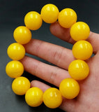 Explosion Natural Amber Beeswax Old Stone Abacus Bead For Men Hand Bracelet Yellow Bangle for men big size 15mm