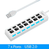 Multi Splitter Use Power Adapter 4/7 Port Multiple 2.0 Expander USB 3.0 Hub with Switch 30CM Cable