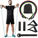 Unlock Your Fitness Potential at Home: 11pcs TPE Resistance Bands Set with Door Anchor, Handles