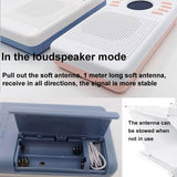 FM Radio 50-108MHz Stereo Mini Radio Speaker Support Power off Memory 2 Power Supply Modes with LED Display Soft Antenna