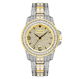 PINTIME Men's Watches Luxury Iced Out Diamond Dial Stainless Steel Relogio Waterproof 3br Fashion Quartz Wristwatch Reloj Hombre