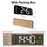 Large LED Wall Clock Dual Alarms Digital Clocks Silent Table Clock Wall-mounted Temp Date Power Off Memory Remote Control