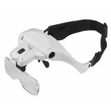 Dual LED Light Multi-Lens Replacement Head-Mounted Repair Reading Magnifying Glass Lighting Glasses 5 Brother Lens