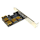 PCI-E Board Ports USB Adapter 1 to 4 Riser Card Set, 4pin Expansion Cable