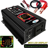6000W Car LCD Display DC 12V To 110/220V Power Converter With Dual USB Ports And AC Outlets Inverter