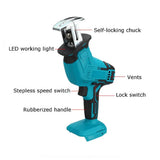18V Cordless Electric Reciprocating Saw For Variable Speed Metal Wood Cutting Tool AC 110V-240V No Battery In
