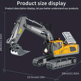 2.4Ghz Remote Control Excavator  Toy Metal Shovel ,11 Channel RC Construction Bulldozer Vehicles Digger Toys