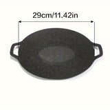 1pc Korean Grill Pan, Korean Barbecue Non-stick Round Grill Pan, Round Barbecue Grill Pan With Handle