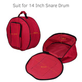 Compact Snare Drum Bag Backpack Case with Shoulder Strap Outside Pockets Musical Instrument Accessory Black