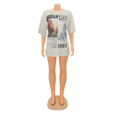 Digital Positioning Printed Mid-length T-shirt