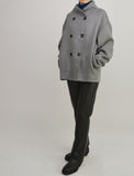 Small Stand Collar Wool Short Gray Coat
