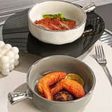 1pc, French Onion Soup Bowl With Handle, 300ml/10oz Ceramic Soup Bowl, Salad Bowl