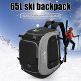 65L Large Capacity Ski Boot Bag - Helmet and Clothing Storage for Men and Women, Adjustable, Waterproof for Camping, Hiking, Skiing