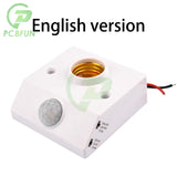 Automatic Human Body Infrared IR LED Bulb E27 Base Lamp Motion Sensor Light Socket Adapter Holder AC110-240V
